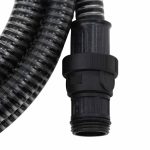 Furtun de aspirație cu racorduri din PVC, negru 1″ 10 m, PVC