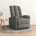 Fotoliu rabatabil electric, gri închis, material textil
