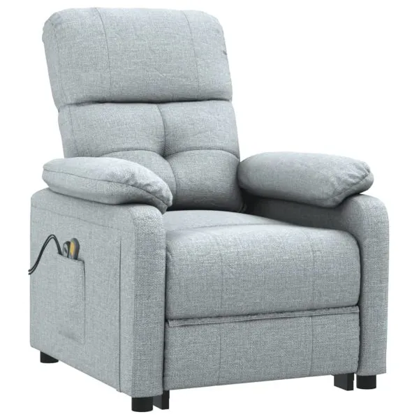 Fotoliu de masaj electric rabatabil, gri deschis, textil