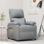 Fotoliu de masaj electric rabatabil, gri deschis, textil