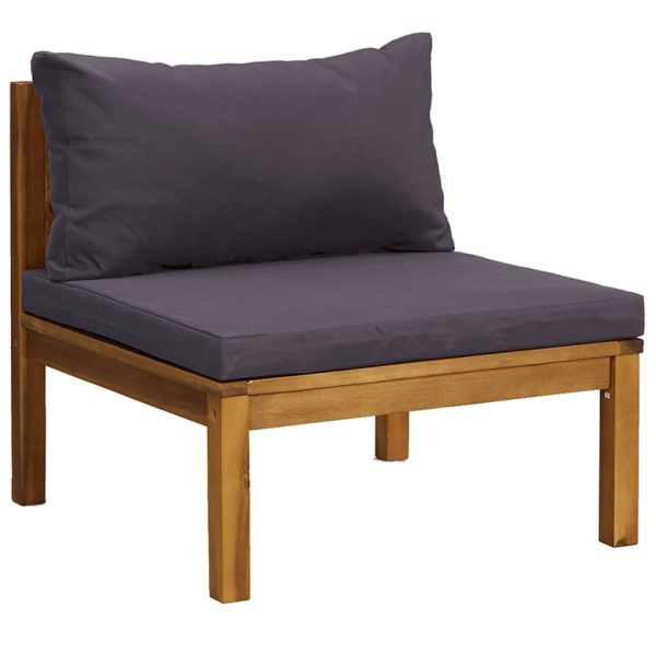 Set canapea de grădină, 2 piese, perne gri închis, lemn acacia