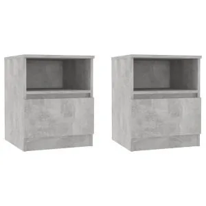 Noptiere, 2 buc., gri beton, 40x40x50 cm, PAL