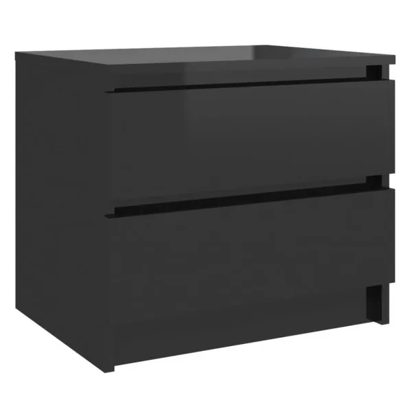 Noptiere, 2 buc., negru extralucios, 50x39x43,5 cm, PAL