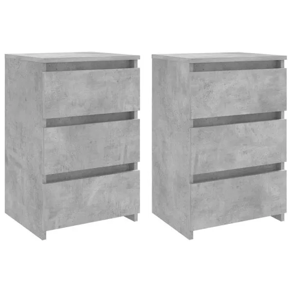 Noptiere, 2 buc., gri beton, 40x35x62,5 cm, lemn compozit