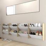 Pantofare de perete, 4 buc., alb&stejar sonoma, 60x18x60 cm PAL
