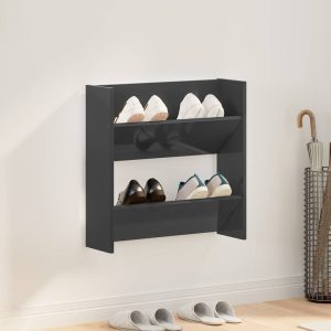 Pantofar de perete, gri extralucios, 60x18x60 cm, PAL