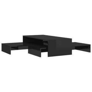 Set măsuțe de cafea suprapuse negru extralucios 100x100x26,5 cm