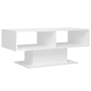 Măsuță cafea alb extralucios 103,5x50x44,5 cm lemn prelucrat