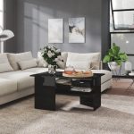 Măsuță de cafea negru extralucios 90x60x46,5 cm lemn prelucrat