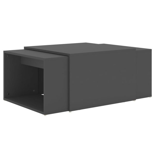 Set măsuțe de cafea suprapuse, 3 piese, gri, 60x60x38 cm