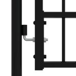 Poartă gard cu vârf negru 103×150 cm oțel vopsit electrostatic