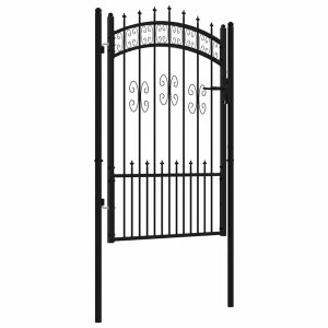 Poartă gard cu vârf negru 103×200 cm oțel vopsit electrostatic