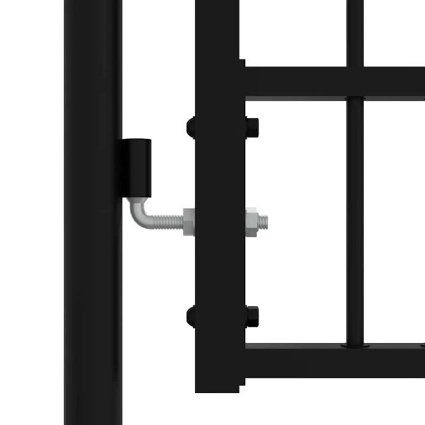 Poartă gard cu vârf negru 103×200 cm oțel vopsit electrostatic