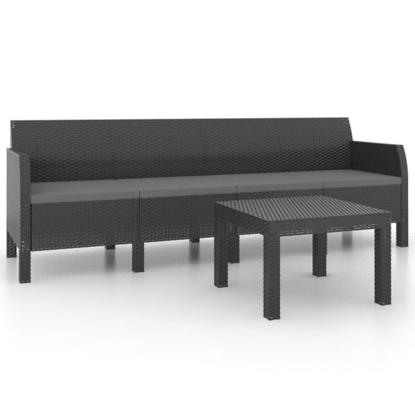 Set mobilier de grădină cu perne, 2 piese, antracit, PP ratan