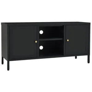 Dulap TV, negru, 105x35x52 cm, oțel și sticlă