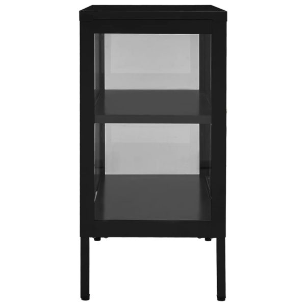 Servantă, negru, 70x35x70 cm, oțel și sticlă