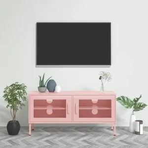 Comodă TV, roz, 105x35x50 cm, oțel