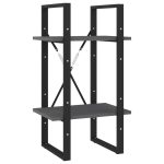 Bibliotecă cu 2 rafturi, gri, 40x30x70 cm, lemn masiv de pin