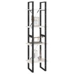 Bibliotecă cu 4 rafturi, alb, 40x30x140 cm, lemn masiv de pin