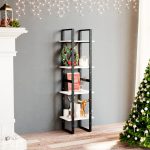 Bibliotecă cu 4 rafturi, alb, 40x30x140 cm, lemn masiv de pin