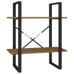 Bibliotecă cu 2 rafturi maro miere, 60x30x70 cm, lemn masiv pin