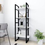 Bibliotecă cu 4 rafturi, alb, 60x30x140 cm, PAL