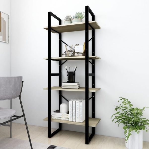 Bibliotecă cu 4 rafturi, stejar sonoma, 60x30x140 cm, PAL