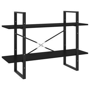 Bibliotecă cu 2 rafturi, negru, 100x30x70 cm, PAL