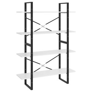 Bibliotecă cu 4 rafturi, alb, 100x30x140 cm, PAL