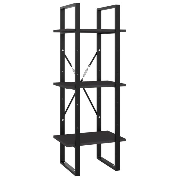 Bibliotecă cu 3 rafturi, gri, 40x30x105 cm, PAL