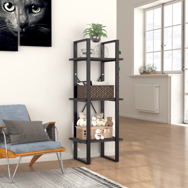 Bibliotecă cu 3 rafturi, gri, 40x30x105 cm, PAL