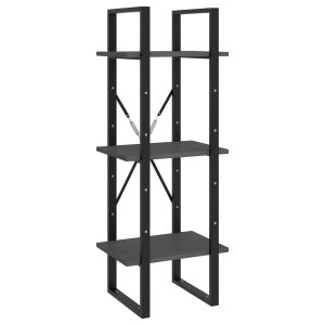Bibliotecă cu 3 rafturi, gri, 40x30x105 cm, lemn masiv de pin