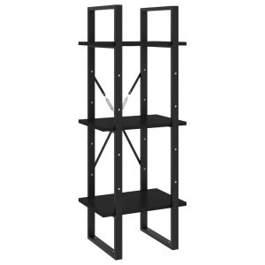 Bibliotecă cu 3 rafturi, negru, 40x30x105 cm, lemn masiv de pin