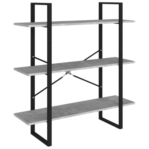 Bibliotecă, gri beton, 100x30x105 cm, PAL