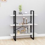 Bibliotecă cu 3 rafturi, alb, 100x30x105 cm, lemn masiv de pin