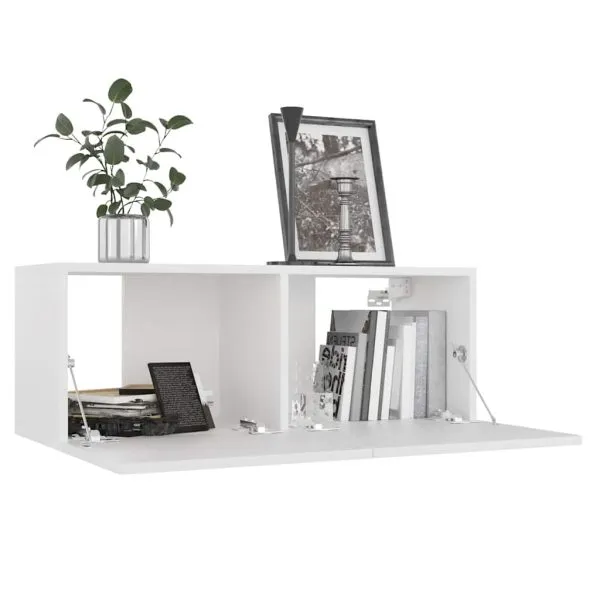 Set dulapuri TV, 3 piese, alb, lemn prelucrat