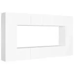 Set de dulapuri TV, 6 piese, alb, lemn prelucrat