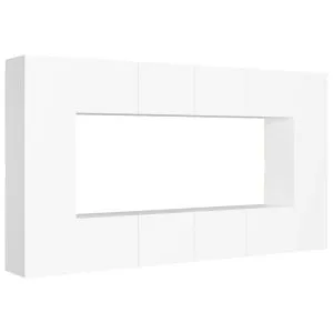 Set de dulapuri TV, 6 piese, alb, lemn prelucrat