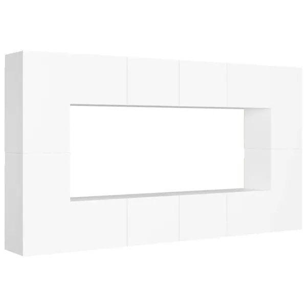 Set de dulapuri TV, 6 piese, alb, lemn prelucrat