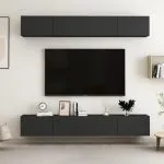 Dulapuri TV, 4 buc., negru, 100x30x30 cm, lemn prelucrat