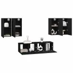 Set dulapuri TV, 6 piese, negru, lemn prelucrat