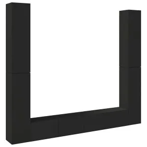 Set dulapuri TV, 6 piese, negru, lemn prelucrat