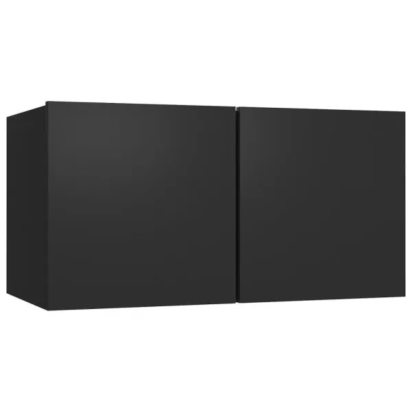 Set dulapuri TV, 5 piese, negru, lemn prelucrat