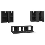Set dulapuri TV, 6 piese, gri, lemn prelucrat