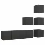 Set dulapuri TV, 6 piese, gri, lemn prelucrat