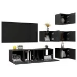 Set dulapuri TV, 6 piese, gri, lemn prelucrat