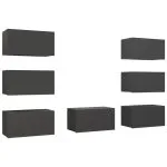 Dulapuri TV, 7 buc., gri, 30,5x30x60 cm, lemn prelucrat