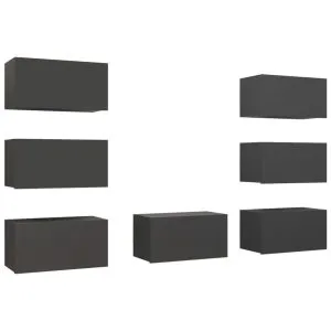 Dulapuri TV, 7 buc., gri, 30,5x30x60 cm, lemn prelucrat