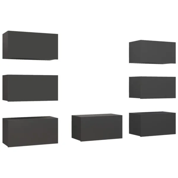Dulapuri TV, 7 buc., gri, 30,5x30x60 cm, lemn prelucrat