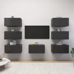 Dulapuri TV, 7 buc., gri, 30,5x30x60 cm, lemn prelucrat